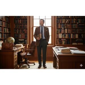 Mercedes Vintage Brown Corduroy Jacket Blazer Coat Elbow Patche 40L Academia IVY